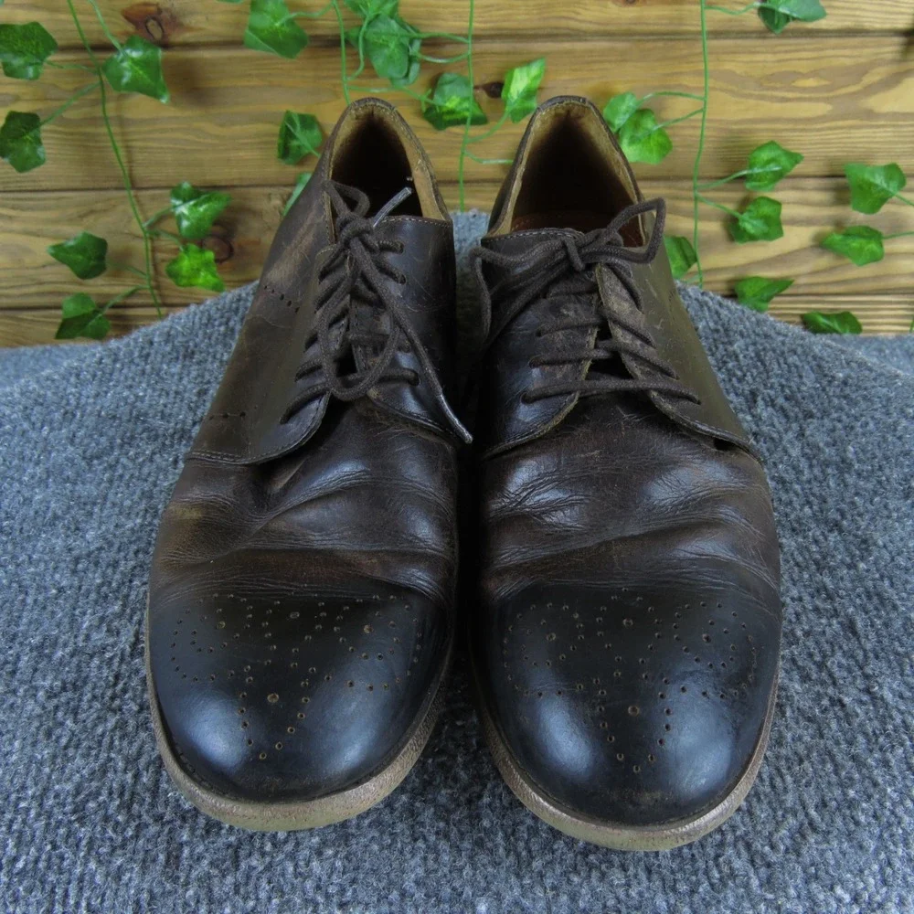 Robert Wayne Utah‎ Brown Leather Oxford Shoes Men 11D Dress Casual Lace-Up